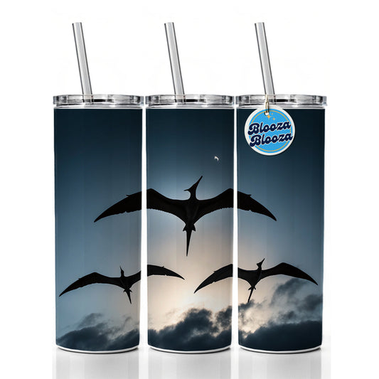 Pterodactylus Silhouettes Flying Dinosaurs Skinny Tumbler 20oz with Straw Insulated Water Bottle Gift