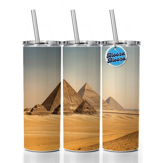 Pyramids Of Giza Travel Egypt History Skinny Tumbler 20oz with Straw Insulated Water Bottle Gift