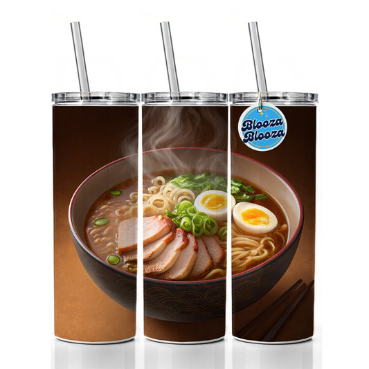 Ramen Bowl Noodles Dinner Skinny Tumbler 20oz with Straw Insulated Water Bottle Gift
