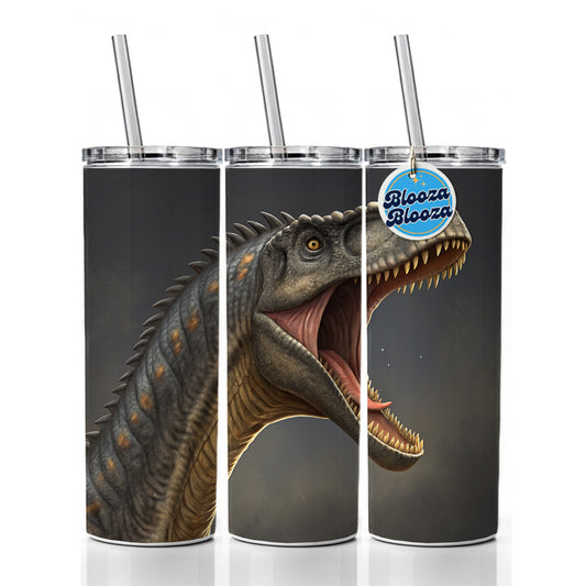 Roaring Apatosaurus Dinosaur Skinny Tumbler 20oz with Straw Insulated Water Bottle Gift