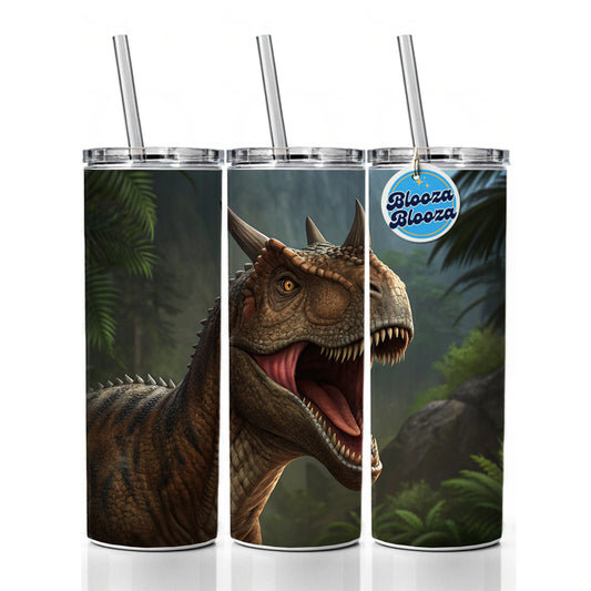 Roaring Carnotaurus Dinosaur Scary Skinny Tumbler 20oz with Straw Insulated Water Bottle Gift