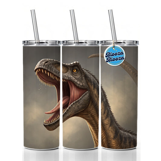 Roaring Diplodocus Dinosaur Skinny Tumbler 20oz with Straw Insulated Water Bottle Gift