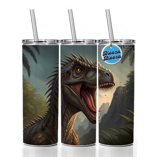 Roaring Eoraptor Dinosaur Scary Skinny Tumbler 20oz with Straw Insulated Water Bottle Gift