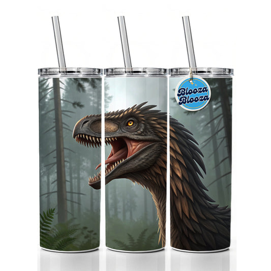 Roaring Raptor Dinosaur Skinny Tumbler 20oz with Straw Insulated Water Bottle Gift