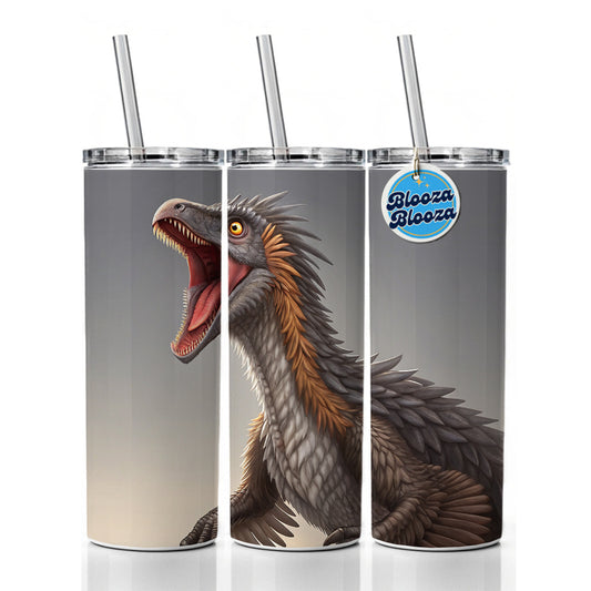 Roaring Therizinosaurus Dinosaur Scary Skinny Tumbler 20oz with Straw Insulated Water Bottle Gift