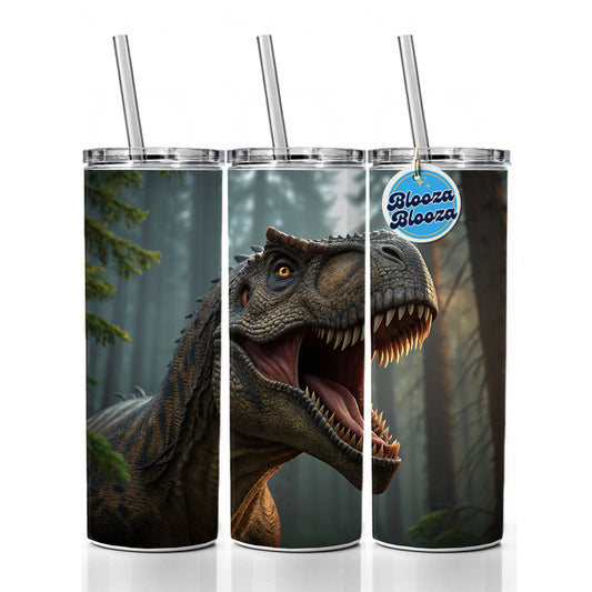 Roaring Tyrannosaurus Rex Dinosaur Scary Skinny Tumbler 20oz with Straw Insulated Water Bottle Gift