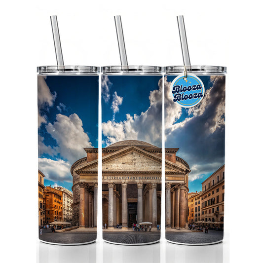 Rome Italy Pantheon Travel History Skinny Tumbler 20oz with Straw Insulated Water Bottle Gift