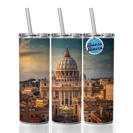Rome Italy Vatican City Travel Skinny Tumbler 20oz with Straw Insulated Water Bottle Gift