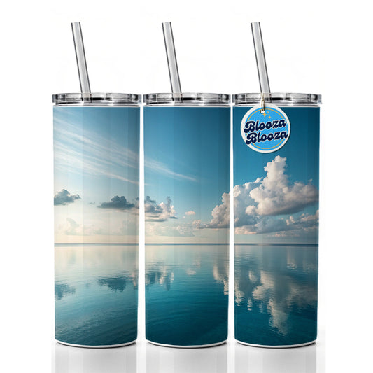 Sea And Sky Ocean Clouds Skinny Tumbler 20oz with Straw Insulated Water Bottle Gift