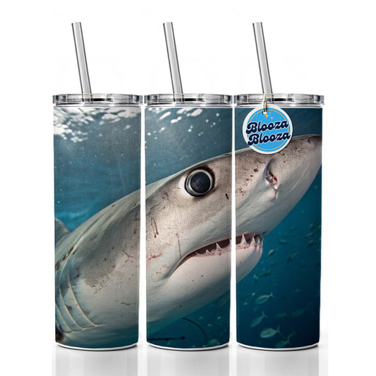 Shark Eye Close Up Ocean Skinny Tumbler 20oz with Straw Insulated Water Bottle Gift
