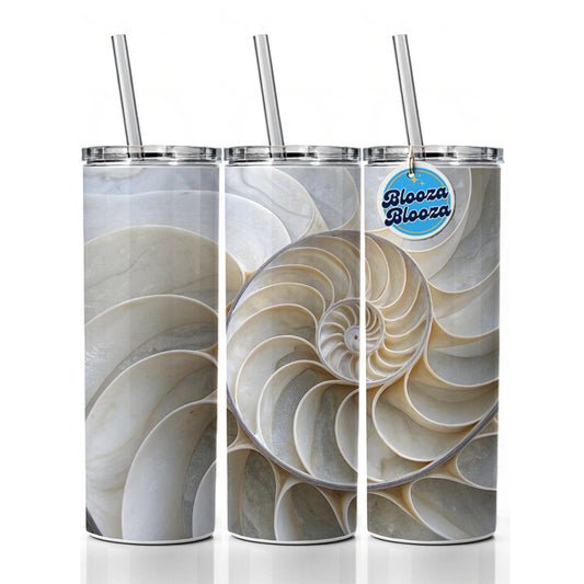 Shell Marble Swirl Skinny Tumbler 20oz with Straw Insulated Water Bottle Gift