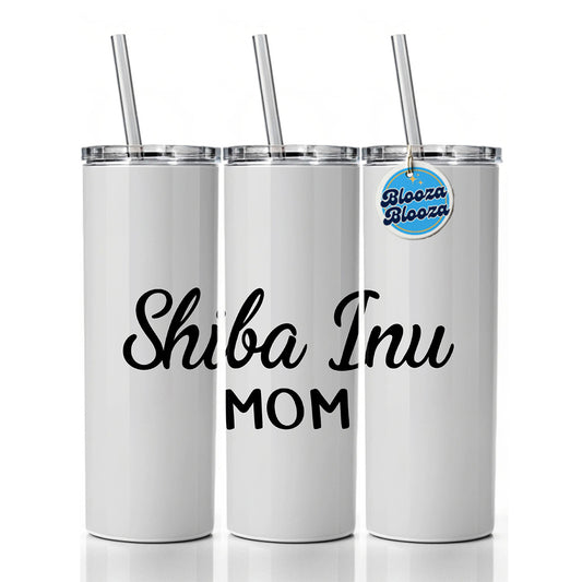Shiba Inu Mom Dog Skinny Tumbler 20oz with Straw Insulated Water Bottle Gift