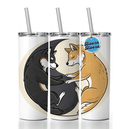 Shiba Inus Yin Yang Dogs Skinny Tumbler 20oz with Straw Insulated Water Bottle Gift