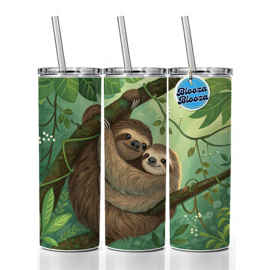 Sloths Hugging Love Skinny Tumbler 20oz with Straw Insulated Water Bottle Gift