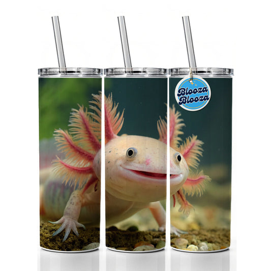Smiling Axolotl Adorable Skinny Tumbler 20oz with Straw Insulated Water Bottle Gift