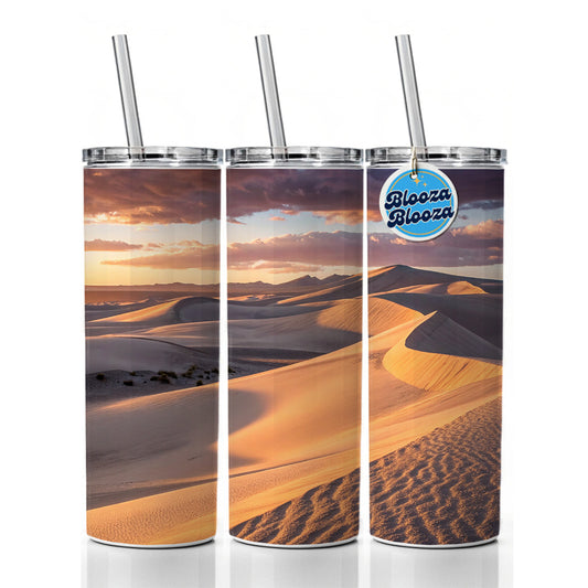 Soft Rolling Sand Dunes At Golden Hour Desert Skinny Tumbler 20oz with Straw Insulated Water Bottle Gift