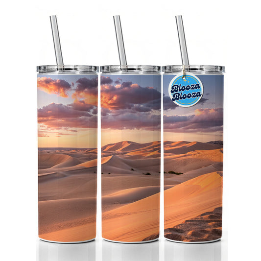 Soft Rolling Sand Dunes Sunset Desert Skinny Tumbler 20oz with Straw Insulated Water Bottle Gift