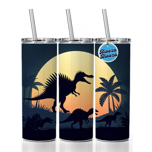 Spinosaurus Silhouettes Dinosaurs Skinny Tumbler 20oz with Straw Insulated Water Bottle Gift