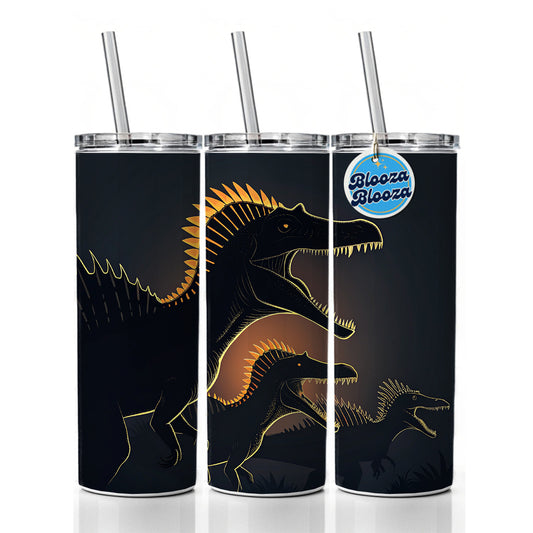Spinosaurus Silhouettes Night Dinosaurs Skinny Tumbler 20oz with Straw Insulated Water Bottle Gift