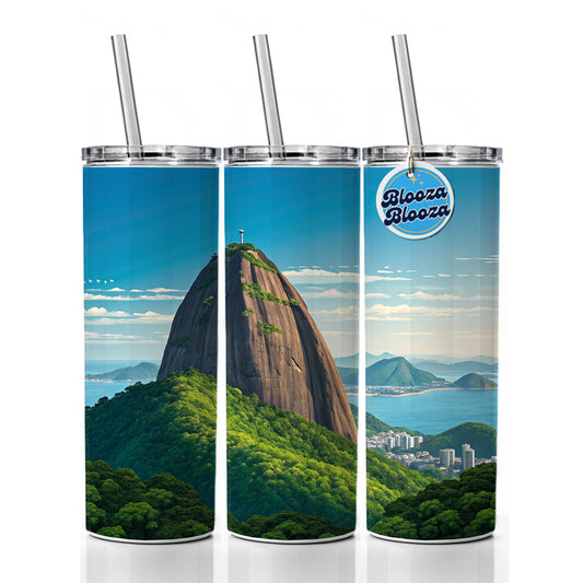 Sugarloaf Mountain Rio de Janeiro Brazil Skinny Tumbler 20oz with Straw Insulated Water Bottle Gift