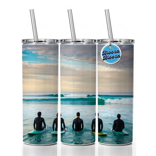 Surfing Surfers Surfboards Lineup Ocean Skinny Tumbler 20oz with Straw Insulated Water Bottle Gift