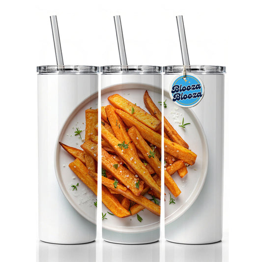 Sweet Potato Fries Yummy Skinny Tumbler 20oz with Straw Insulated Water Bottle Gift