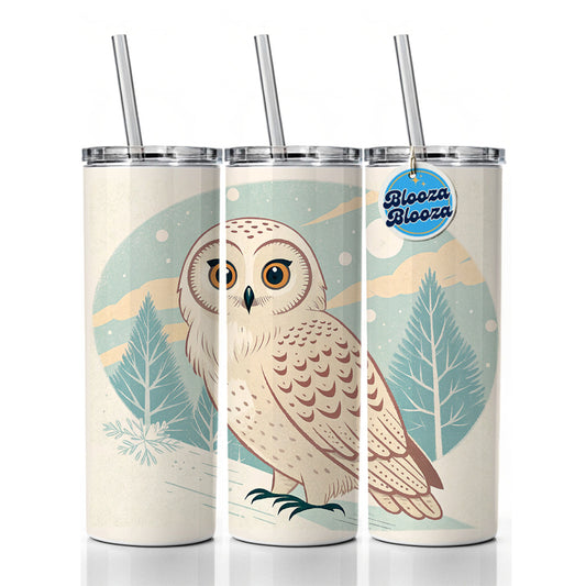 Sweet Snowy Owl Winter Skinny Tumbler 20oz with Straw Insulated Water Bottle Gift