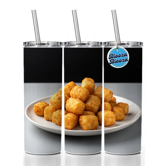 Tater Tots Plate Skinny Tumbler 20oz with Straw Insulated Water Bottle Gift