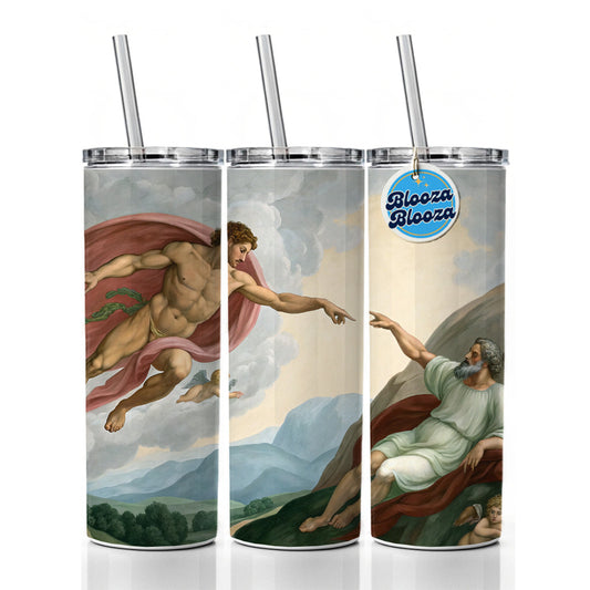 The Creation Of Adam By Michelangelo Inspired Skinny Tumbler 20oz with Straw Insulated Water Bottle Gift