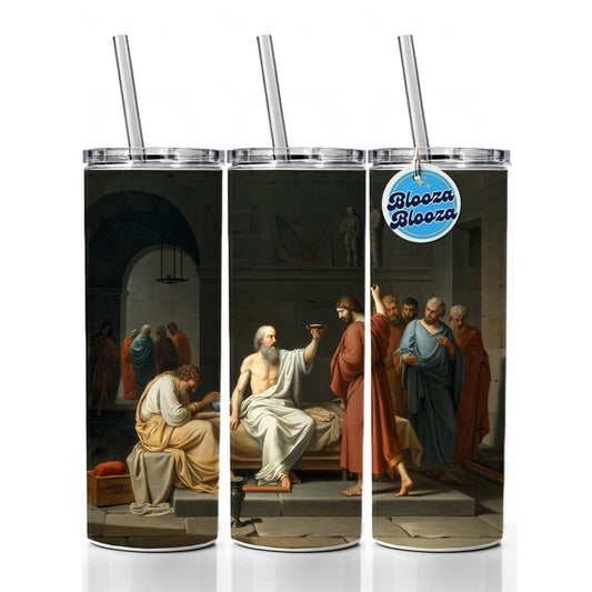 The Death Of Socrates Jacques Louis David Inspired Skinny Tumbler 20oz with Straw Insulated Water Bottle Gift