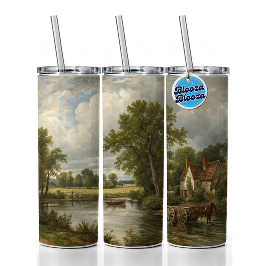 The Hay Wain By John Constable Painting Inspired Skinny Tumbler 20oz with Straw Insulated Water Bottle Gift