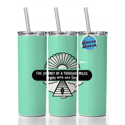 The Journey Of A Thousand Miles Begins With One Step Inspirational Skinny Tumbler 20oz with Straw Insulated Water Bottle Gift