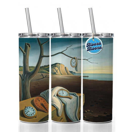 The Persistence Of Memory By Salvador Dali Inspired Clocks Skinny Tumbler 20oz with Straw Insulated Water Bottle Gift