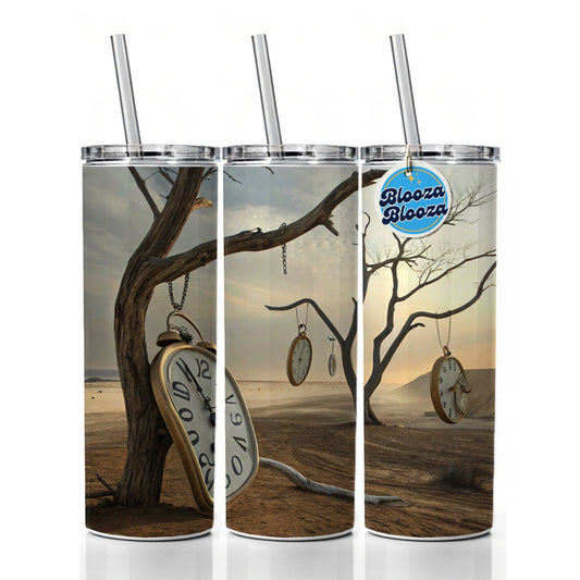 The Persistence Of Memory By Salvador Dali Parody Clocks Skinny Tumbler 20oz with Straw Insulated Water Bottle Gift