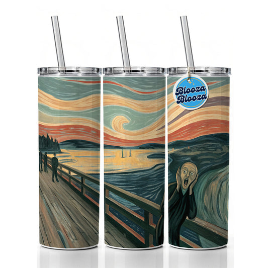 The Scream By Edvard Munch Parody Skinny Tumbler 20oz with Straw Insulated Water Bottle Gift
