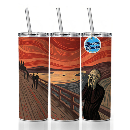 The Scream Inspired By Edvard Munch Skinny Tumbler 20oz with Straw Insulated Water Bottle Gift