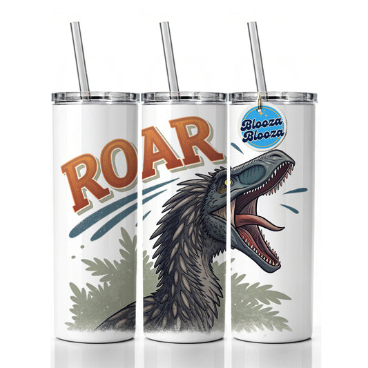 Therizinosaurus Roar Bold Dinosaur Skinny Tumbler 20oz with Straw Insulated Water Bottle Gift