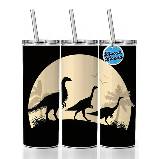 Therizinosaurus Silhouettes Dinosaurs Skinny Tumbler 20oz with Straw Insulated Water Bottle Gift