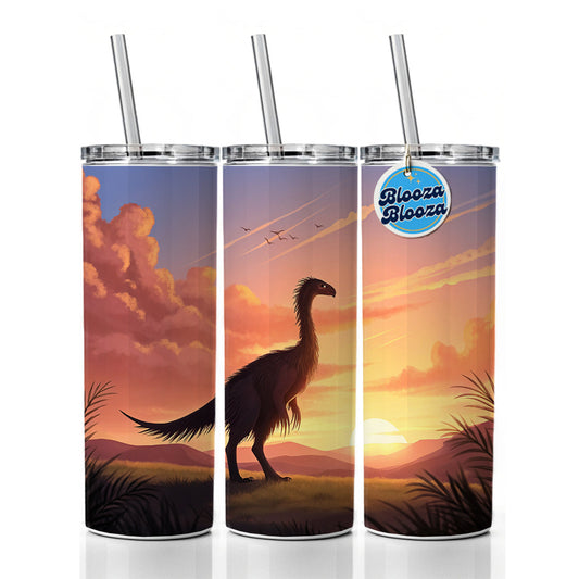 Therizinosaurus Sunset Skinny Tumbler 20oz with Straw Insulated Water Bottle Gift