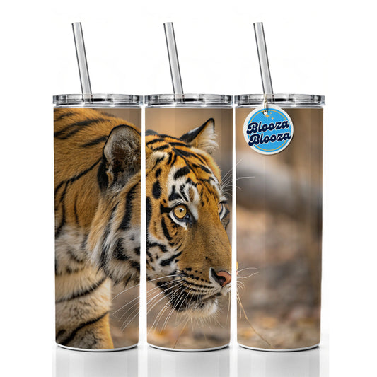 Tiger Eyes Close Up Skinny Tumbler 20oz with Straw Insulated Water Bottle Gift