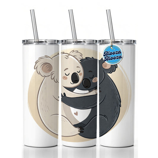 Two Koalas Yin Yang Dark Light Skinny Tumbler 20oz with Straw Insulated Water Bottle Gift