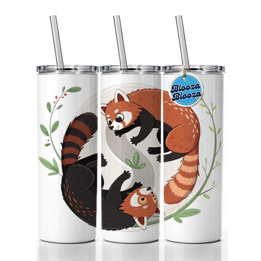 Two Red Pandas Yin Yang Cute Skinny Tumbler 20oz with Straw Insulated Water Bottle Gift