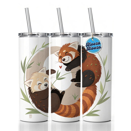 Two Red Pandas Yin Yang Skinny Tumbler 20oz with Straw Insulated Water Bottle Gift