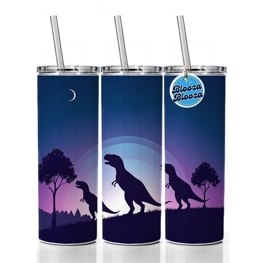 Tyrannosaurus T-Rex Dinosaur Silhouettes Skinny Tumbler 20oz with Straw Insulated Water Bottle Gift