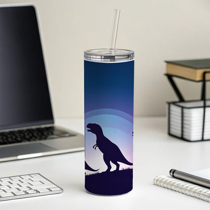 Tyrannosaurus T-Rex Dinosaur Silhouettes Skinny Tumbler 20oz with Straw Insulated Water Bottle Gift