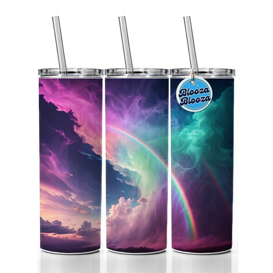 Vapor Rainbow Storm Skinny Tumbler 20oz with Straw Insulated Water Bottle Gift