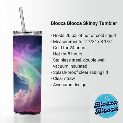 Vapor Rainbow Storm Skinny Tumbler 20oz with Straw Insulated Water Bottle Gift