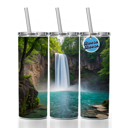 Waterfalls Stunning Skinny Tumbler 20oz with Straw Insulated Water Bottle Gift