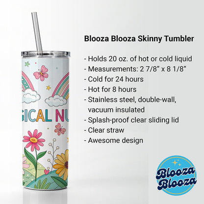 Surgical Nurse Appreciation Coquette Bows Flowers Skinny Tumbler 20oz with Straw Insulated Water Bottle Gift