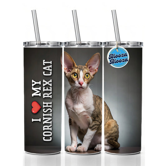 I Love My Cornish Rex Cat Heart Skinny Tumbler 20oz with Straw Insulated Water Bottle Gift